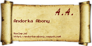Andorka Abony névjegykártya